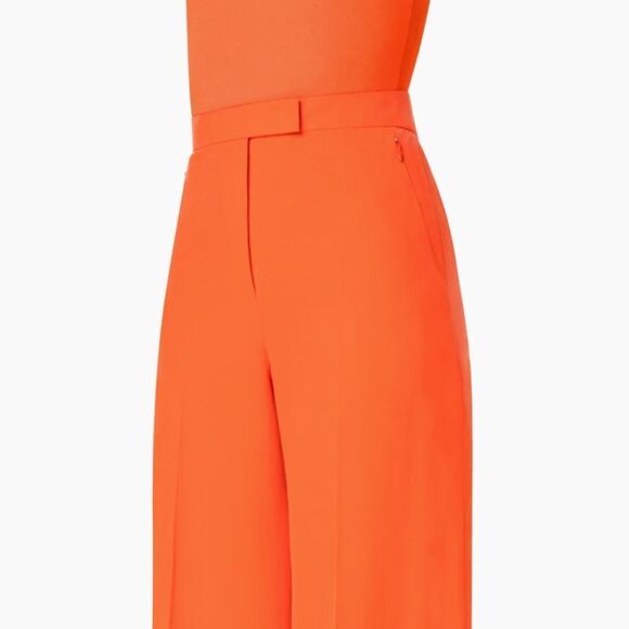 AKRIS | NEW Floretta Orange Wide Leg High Waist Silk Pants Women’s Size 8 - Picture 3 of 16